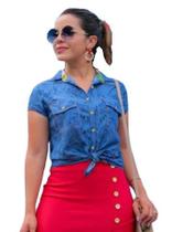 Camisa Feminina Estampa Folhagem Joyaly Camisa Feminina Estampa Folhagem Joyaly