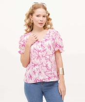 Camisa Feminina Estampada Manga Curta Bufante Marisa-55038