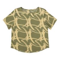 Camisa Feminina Estampada Manga Curta Tecido Duna Moda Elegante