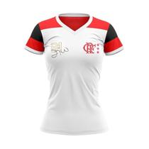 Camisa Feminina Flamengo Zico Retrô Mundial 1981 Oficial - Branco