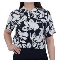 Camisa Feminina FreeSurf MC Flores Estampada Preta - 12050 Camisa Feminina FreeSurf MC Flores Estampada Preta - 12050