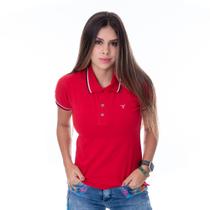 Camisa feminina gola polo vermelha Camisa feminina gola polo vermelha