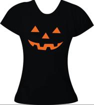 Camisa Feminina Halloween Baby Look Dia Das Bruxas Abóbora