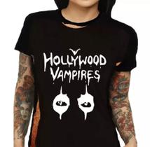 Camisa Feminina Hollywood Vampires Baby Look 100% Algodão