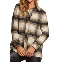 Camisa Feminina Infini ML Flanela Xadrez Bege - S537