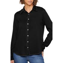 Camisa Feminina Infini ML Viscose Preta - 53819