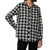 Camisa Feminina Infini Xadrez Oxford Preta - 54185 Camisa Feminina Infini Xadrez Oxford Preta - 54185