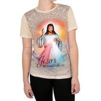 Camisa Feminina Jesus Misericordioso- Bege - Fruivita