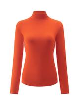 Camisa feminina Kindcall laranja de manga comprida, gola alta, XS