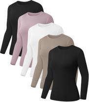 Camisa Feminina Kinglaman 5 Unidades Manga Longa Slim Fit Camisa Feminina Kinglaman 5 Unidades Manga Longa Slim Fit