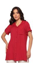 Camisa Feminina Laura em viscose manga curta Vermelho
