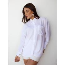 Camisa Feminina Linho Manga Longa Alfaiataria Trama