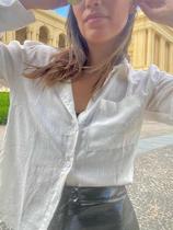 Camisa Feminina Linho Manga Longa Bolso Lisa Básica Moda Camisa Feminina Linho Manga Longa Bolso Lisa Básica Moda