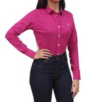 Camisa Feminina Lisa Rosa Manga Longa Austin 36691