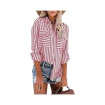Camisa Feminina Listrada de Manga Comprida - Primavera/Verão 2024 - Estilo Elegante