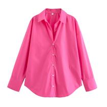 Camisa Feminina Listrada de Popeline - Estilo Básico Europeu/Americano - Verão 2024