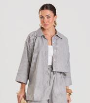 Camisa Feminina manga 7/8 Listrada Dianna Cinza