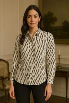 Camisa Feminina Manga Estampada Traje Social/fino B3381 Luxo