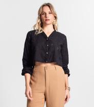 Camisa Feminina Manga Longa Em Laise Endless Preto