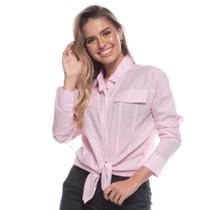 Camisa Feminina Manga Longa Listrada Algodão