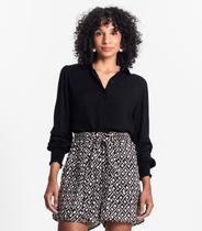 Camisa Feminina Manga Longa Punho Lastex Select Preto