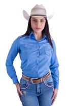 Camisa Feminina Manga Longa Texas Farm - Intent - Caf124 - Azul Jeans