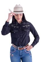 Camisa Feminina Manga Longa Texas Farm - Intent - Caf124 - Preto