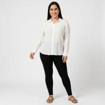 Camisa Feminina Manga Longa Viscolinho Lisa -