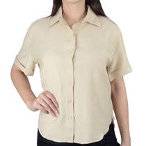 Camisa Feminina Milani MC Stella Bege Areia - 582 Camisa Feminina Milani MC Stella Bege Areia - 582