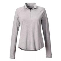Camisa feminina Orvis, DriCast, com zíper, cinza claro, mesclado Camisa feminina Orvis, DriCast, com zíper, cinza claro, mesclado