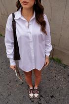 Camisa Feminina Over Casual Manga longa e Botões Forrado Camisa Feminina Over Casual Manga longa e Botões Forrado