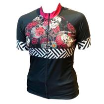 Camisa Feminina Para Ciclismo - Calavera Floral