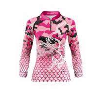 Camisa Feminina Pesca C/ Proteção Uv50 Rosa Pescaria - Everest Moda Fitness