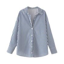 Camisa Feminina plus Size Azul De Manga Longa Com Botões, Blusa Oversized Estilo Coreano 2025