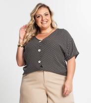 Camisa Feminina Plus Size Estampada Secret Glam Preto Camisa Feminina Plus Size Estampada Secret Glam Preto
