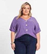 Camisa Feminina Plus Size Estampada Secret Glam Roxo Camisa Feminina Plus Size Estampada Secret Glam Roxo