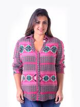 Camisa Feminina Plus Size Estampada, Tams. 46/48 - Marileti