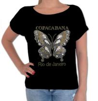Camisa feminina preta - Borboleta onça pintada Camisa feminina preta - Borboleta onça pintada