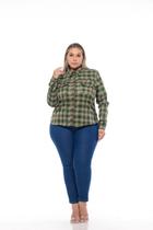 Camisa Feminina Sarja Plus Xadrez Verde