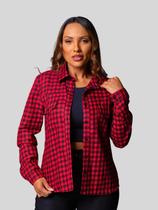 Camisa Feminina Sarja Xadrez Vermelho Razon Jeans