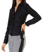 Camisa Feminina Seiki ML Malha Metalica Preto- 421045