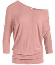 Camisa feminina Simlu Dusty Rose, manga 3/4, rosa claro, tamanho 3GG