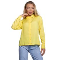 Camisa Feminina Social Camisete Manga Longa Casual Básica Sem Bolso Com Botões