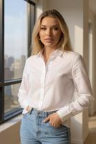 Camisa Feminina Social Elegante Manga Longa Com Botões Blusa Formal Manga Longa de Botão