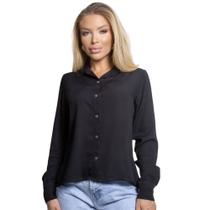 Camisa Feminina Social Gola Polo Manga Longa Com Botões