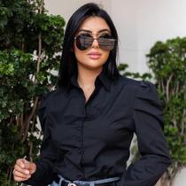 Camisa Feminina Social Manga Longa Princesa Preta Camisa Feminina Social Manga Longa Princesa Preta