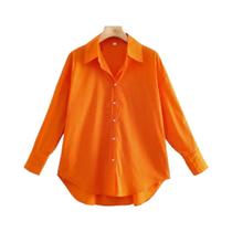 Camisa Feminina Solta Vintage De Manga Longa Em Popeline, Blusa Casual Para Escritório, Top Elegante