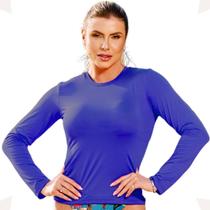 Camisa Feminina Térmica Proteção Solar Adulta Blusa Manga Longa Comprida Segunda Pele Frio Calor Gola Redonda Natação Malha Fria Compressão Uv 50+