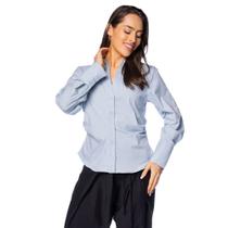 Camisa Feminina The Style Box Crepe Azul Camisa Feminina The Style Box Crepe Azul