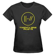 Camisa Feminina Twenty One Pilots Banda Show - Baby Look Preto/Amarelo